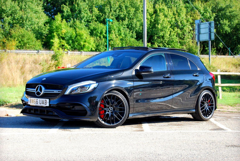View MERCEDES-BENZ A CLASS 2.0 A45 AMG 4MATIC - Pan Roof, Sports Exhaust, Premium and Night Pack, Nav. 51k. FSH. Black - SOLD