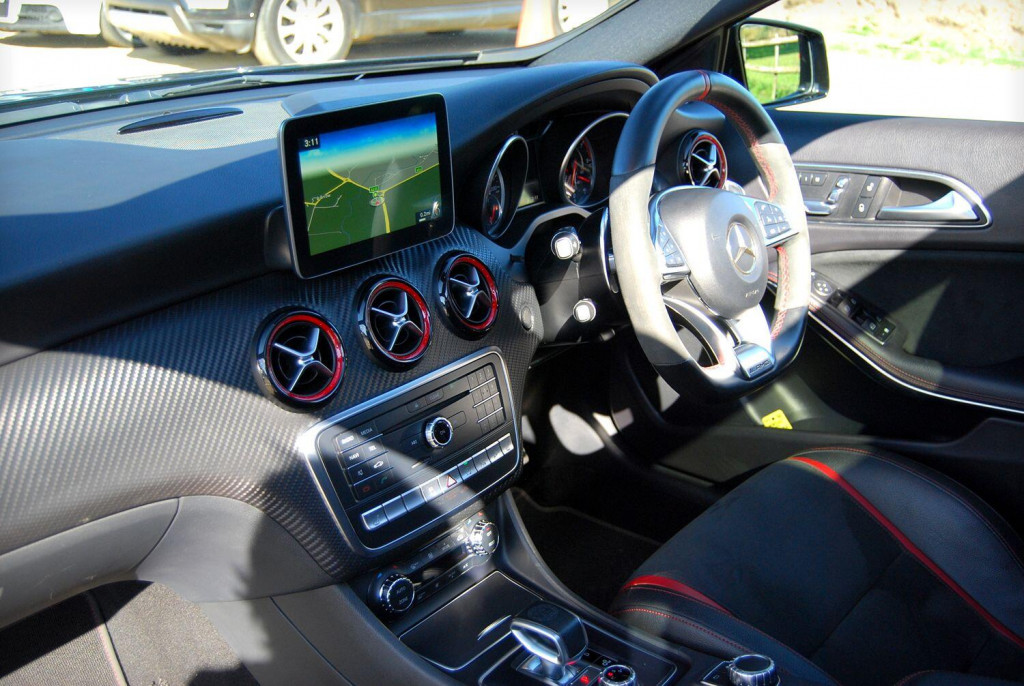 View MERCEDES-BENZ A CLASS 2.0 A45 AMG 4MATIC - Pan Roof, Sports Exhaust, Premium and Night Pack, Nav. 51k. FSH. Black - SOLD